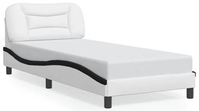3207980 vidaXL Рамка за легло без матрак Hvar, бяло-черна, 90x200 см, изкуствена кожа