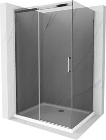 Mexen Omega раздвижна душ кабина 100 x 90 см, графит, хром + тава Flat, бяла