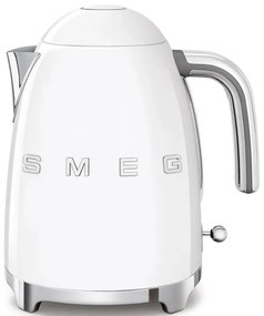 Електрическа кана SMEG KLF03WHEU, 2400W, 1.7 л, Неръждаема стомана, Миещ се филтър, Авто. изключване, Бял
