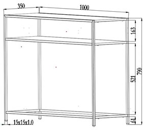 Черна конзолна маса 100x35 cm Newcastle - Actona