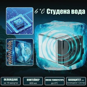 Диспенсър за вода ELIXIR Pro Plus, 2200W, Затопляне 18 л/ч, 42-90°C, UVC стерилизация, Дисплей, Многостепенна филтрация, Компресорен, Сиво-син/графит