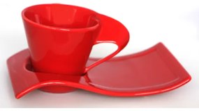 Порцеланова чаша с чинийка Червена DY0634-200мл