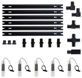 Модерна релсова система за осветление с 5 висящи лампи цвят оръжейно сиво 1-фазна - Iconic Lloyd