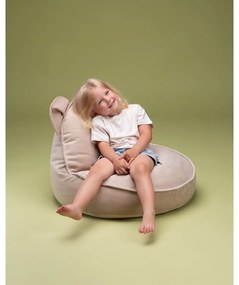 Бежов кадифен детски пуф Bear – Wigiwama