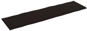 364056 vidaXL Плот за маса тъмнокафяв 220x60x(2-4) см обработен масивен дъб