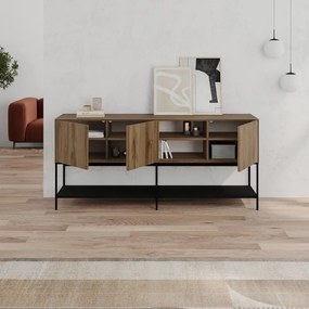 Черно-естествен скрин от декор от дъб 180x80x40 cm Amira – Marckeric