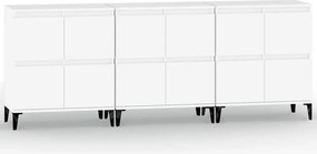 3185775 vidaXL Сайдборд, 3бр, бяло, 60x35x70 см, инженерно дърво
