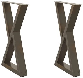 4012723 vidaXL Крака за трапезна маса, 2 бр., естествена стомана, 60 x (72-73,3) см, стомана
