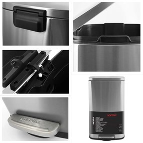 Стоманено кошче за боклук с педал в матово сребрист цвят 50 l Akira – Spirella