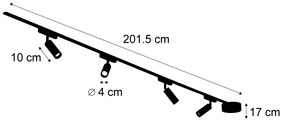 Modern railsysteem met 4 spots zwart 1-fase - Magnetic Samson