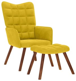 4016828 vidaXL Релаксиращ фотьойл с табуретка, жълт кадифе