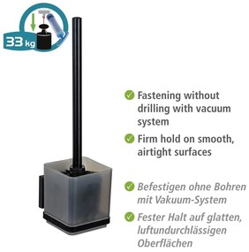 Черна самозалепваща пластмасова четка за тоалетна Quadro – Wenko