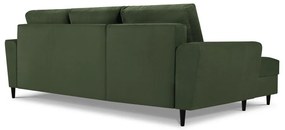 Зелен разтегателен ъглов диван с място за съхранение от рипсено кадифе (ляв ъгъл) Kyoto – Cosmopolitan Design