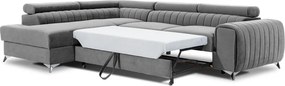 Сив кадифен разтегателен ъглов диван с място за съхранение (ляв ъгъл L форма) Laurence – ELTAP