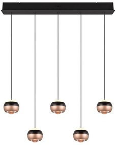 LED висящо осветително тяло с метален абажур в черно-меден цвят Orbit - Trio Select