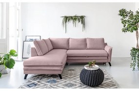 Ъглов разтегателен диван в прахово розово L, ляв ъгъл Charming Charlie - Miuform