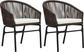 48136 vidaXL Градински столове, 2 бр, кафяви, PE ратан