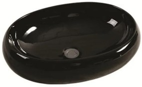 Мивка за баня ICB 854 B, Inter Ceramic, монтаж върху плот, порцелан, черен, 56x38x16см