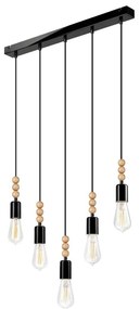 Полилей SIMON 5xE27/60W/230V, черен, на кабел