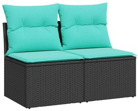 3325233 vidaXL Градински диван с възглавници, 2 части, черен полиратан, акация