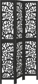 358752 vidaXL Разделител за стая, 3 панела, черен, дърво пауловния масив