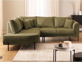 Зелен шенилов ъглов диван (ляв ъгъл/L форма) Mauris – Ropez
