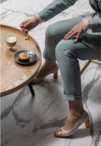 Масичка за кафе в бежово и черно, ø 78 cm Mesa - WOOOD