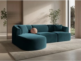 Кадифен ъглов диван в петролен цвят (ляв ъгъл) Campi – Cosmopolitan Design