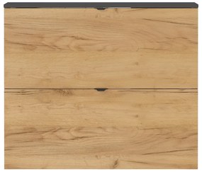 Накланяща се висяща стойка за обувки от декор от дъб в антрацитен и естествен цвят 100x85x19 cm Renell – Germania