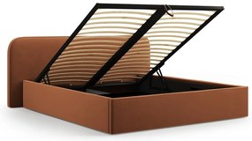 Теракотено двойно тапицирано легло с място за съхранение с включена подматрачна рамка 140x200 cm Elizabeth – Micadoni