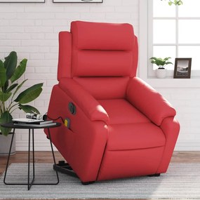 3205068 vidaXL Електрически изправящ масажен реклайнер стол, червен, еко кожа