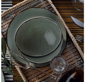 Комплект за хранене, 24 части, зелен/порцелан