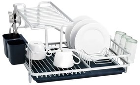 Сушилник за съдове Luigi Ferrero FR-5535AL-B, 2 нива, 46х35х27 см, Неплъзгащи се крачета, Тавичка за отцеждане, Тъмносин