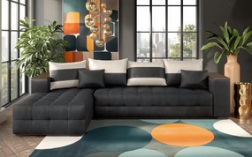 Разтегателен ъглов диван с подлакътник етажерка Мелвин