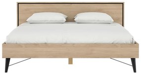 Двойно легло от дъбов декор с включена подматрачна рамка в естествен цвят 180x200 cm Ry – Tvilum