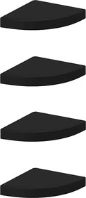 323900 vidaXL Окачени ъглови рафтове, 4 бр, черни, 25x25x3,8 см, МДФ
