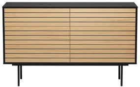 Нисък скрин от дъб в чернен/естествен цвят 140x84 cm Stripe - Woodman