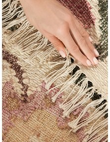 Кремава ръчно изработена ютена пътека 80x200 cm Roya Violette – Elle Decoration