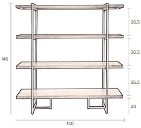 Черна етажерка за книги от екзотична дървесина 140x146 cm Class - Dutchbone