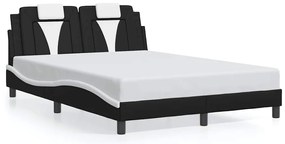 3208101 vidaXL Рамка за легло Viana без матрак, черно-бяла, 140x200 см, изкуствена кожа