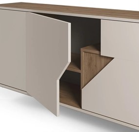 Кремаво-естествен скрин от декор от дъб 150x80x40 cm Lilou – Marckeric