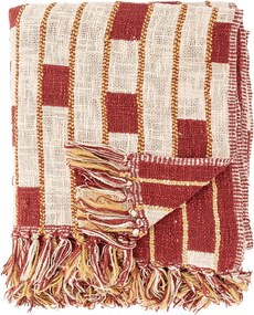 Червено/бежово одеяло със смес от памук 130x160 cm Cang – Bloomingville
