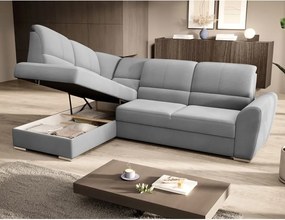 Сив кадифен разтегателен ъглов диван с място за съхранение (ляв ъгъл L форма) Siber – ELTAP