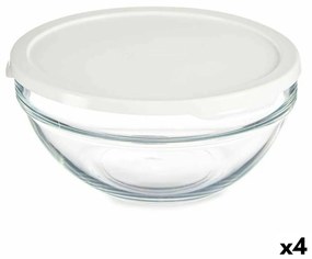 Кръгла Кутия за Обяд с Капак Chefs Бял 1,7 L 21 x 9 x 21 cm (4 броя)