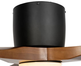 Вентилатор за таван черен с дърво 131,5 см вкл. LED димируем с дистанционно управление - Jerri