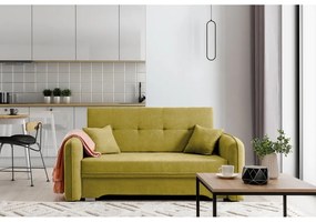 Жълт шенилов разтегателен диван с място за съхранение 155 cm Laine – ELTAP