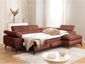 Теракотен ъглов диван от рипсено кадифе (десен ъгъл L форма) Marbeya – Ropez