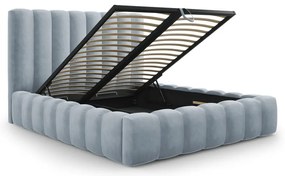 Светлосиньо тапицирано двойно легло с място за съхранение 180x200 cm Kelp - Micadoni Home