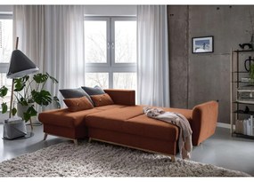 Оранжев ъглов разтегателен диван, ляв ъгъл Scandic Lagom - Miuform