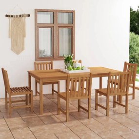 3059945 vidaXL Градински комплект за хранене, 7 части, 200x100 см, масивно тиково дърво
